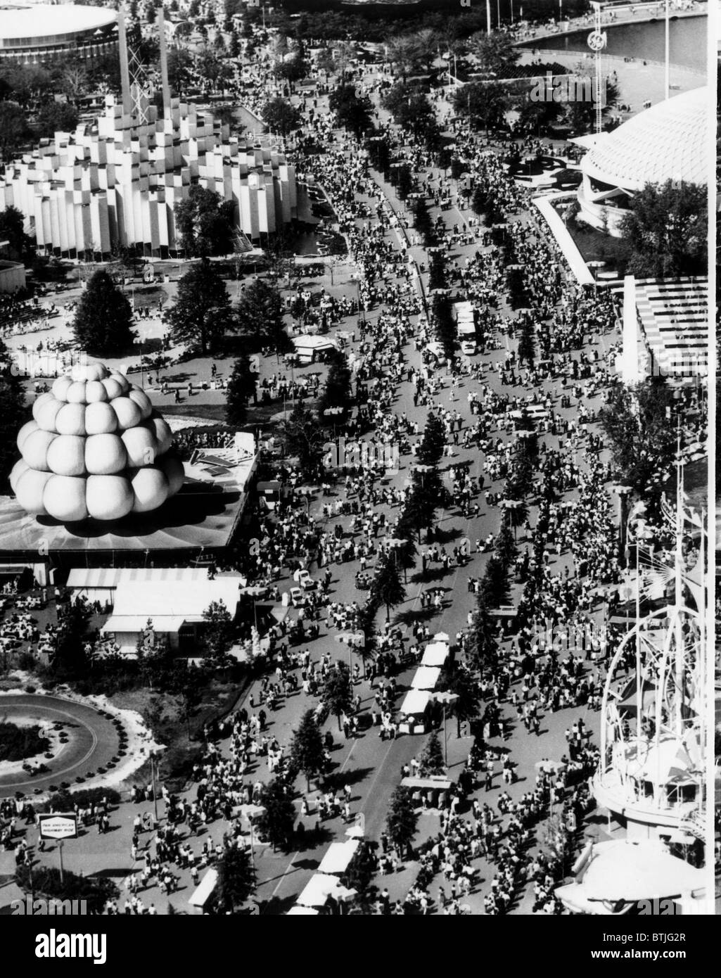 Aerial view of the 1960s New York World's Fair, September 5, 1965, Flushing, New York. CSU Archives/Courtesy Everett Collection Stock Photo