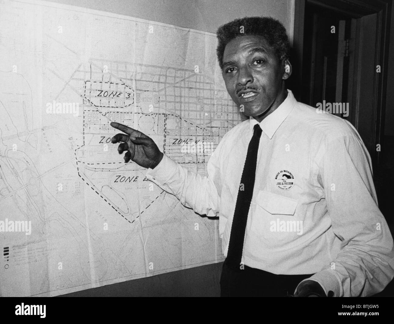Bayard Rustin (1912-1987), African American civil rights activist, planning the March on Washington, New York City, August 13, 1 Stock Photo