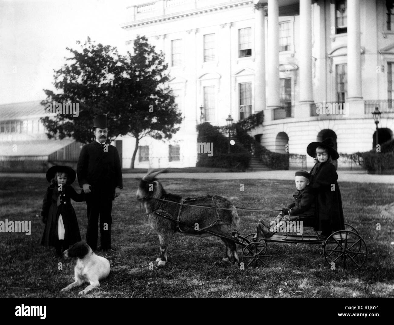 President Benjamin Harrison's son, Russell watches the grandchildren on