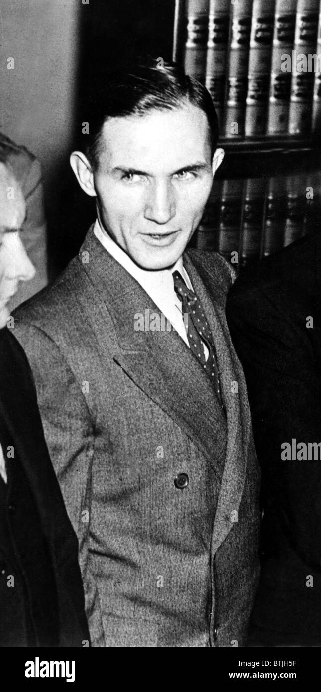 Bruno Richard Hauptmann (1899-1936) Accused in kidnapping and murder of Charles Lindbergh Jr, on trial, 1/7/35 Stock Photo
