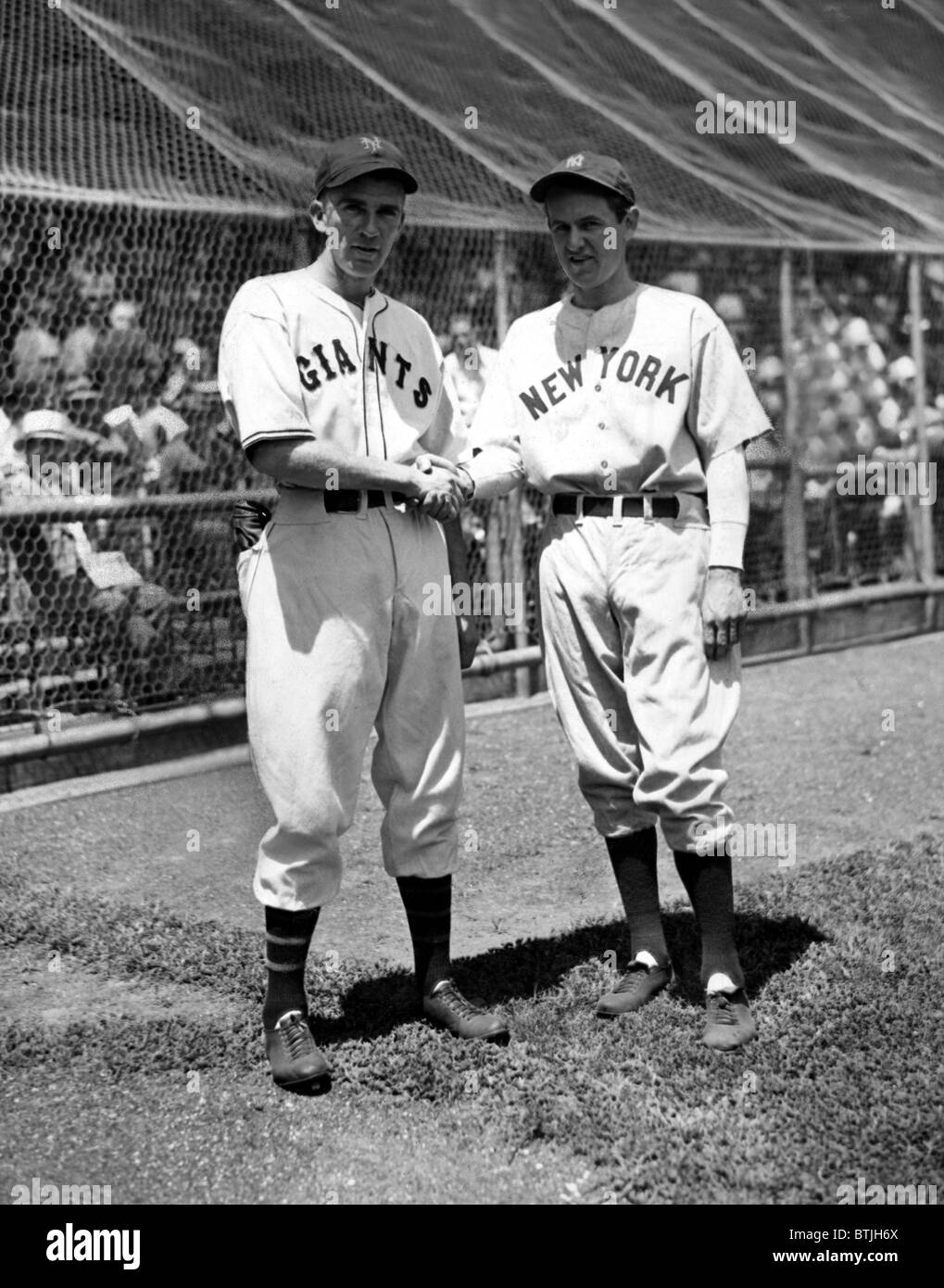 Carl Hubbell & Vernon Lefty Gomez of NYs Giants and Yankees are starting pitchers for the 2nd All-Star Game, The Polo Grounds, N Stock Photo