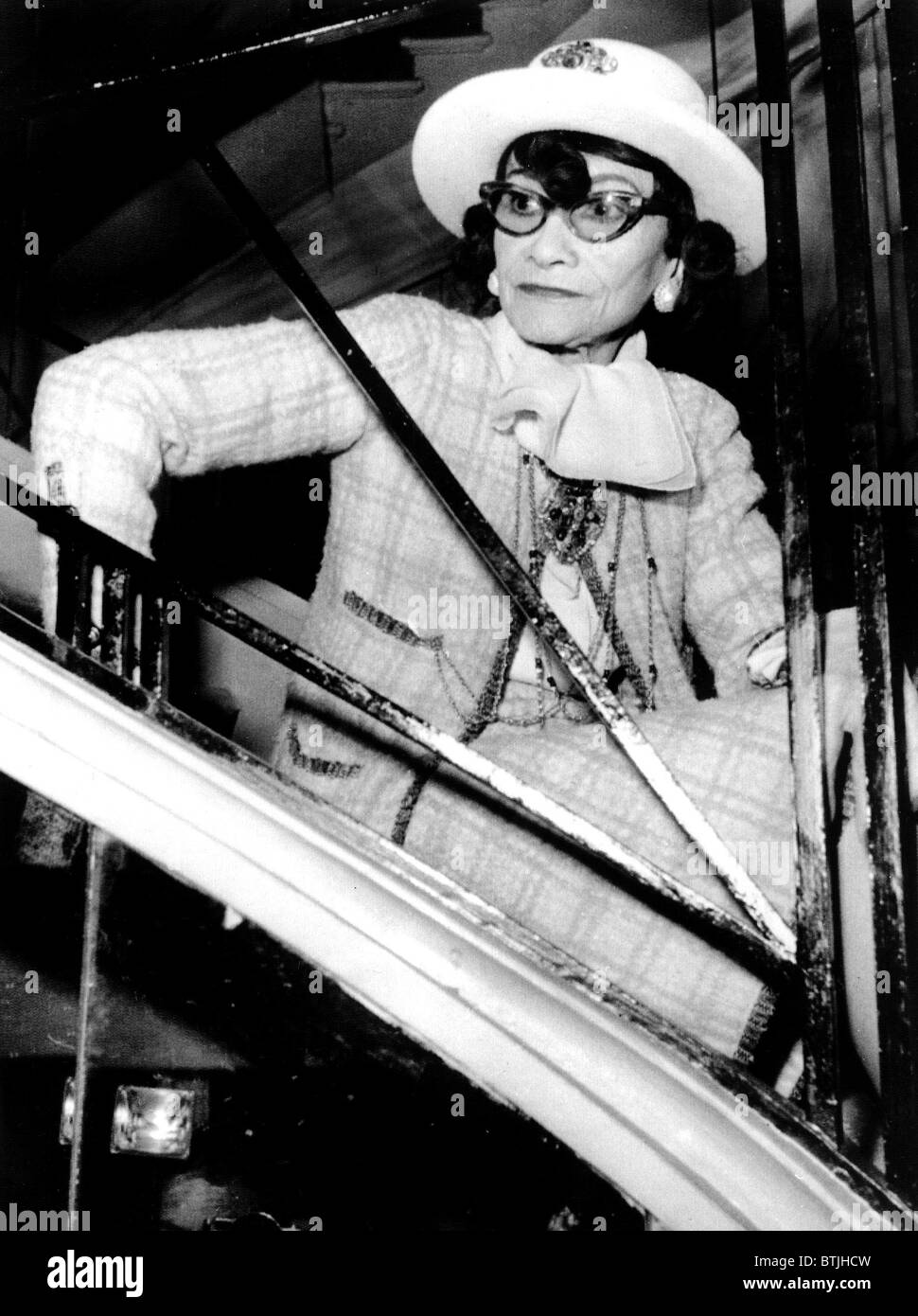 Coco Chanel, watching her 1969 Collection being presented, Paris, January 1969 Stock Photo