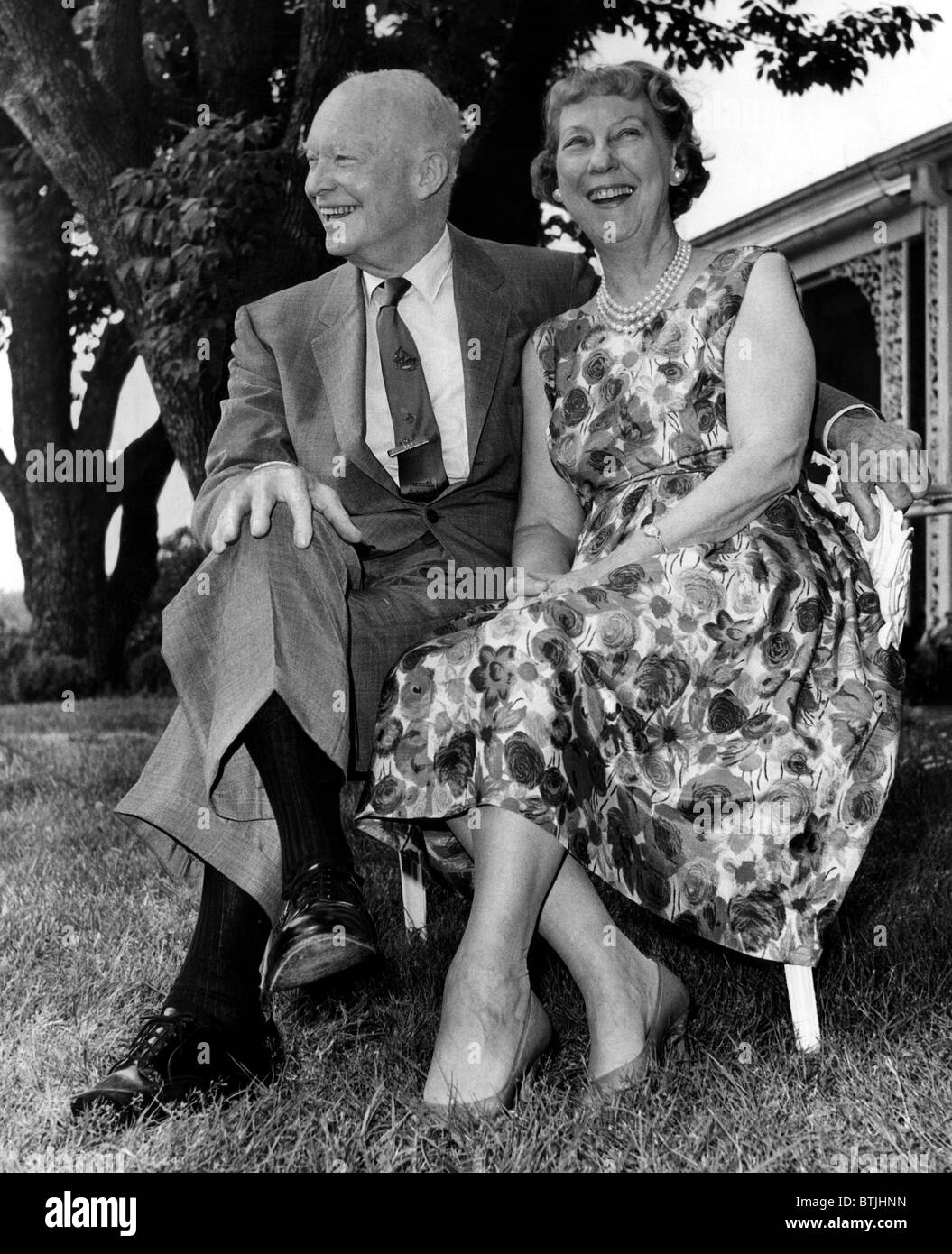 Dwight Eisenhower and  Mamie Eisenhower outisde their home, June 30, 1966. Courtesy: CSU Archives/Everett Collection Stock Photo