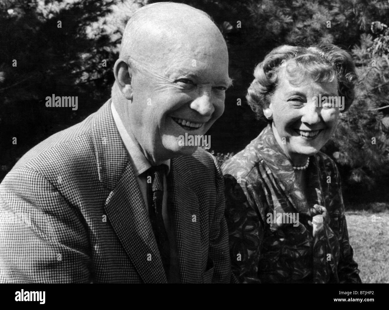 President Dwight D. Eisenhower and his wife, Mamie Eisenhower on his ...