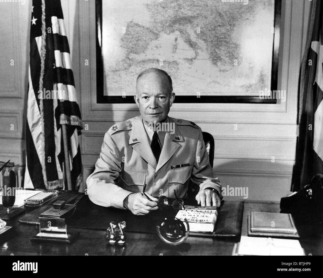 General Dwight D. Eisenhower, Hotel Asoria, Paris. July 14 1951. Courtesy: CSU Archives/Everett Collection Stock Photo