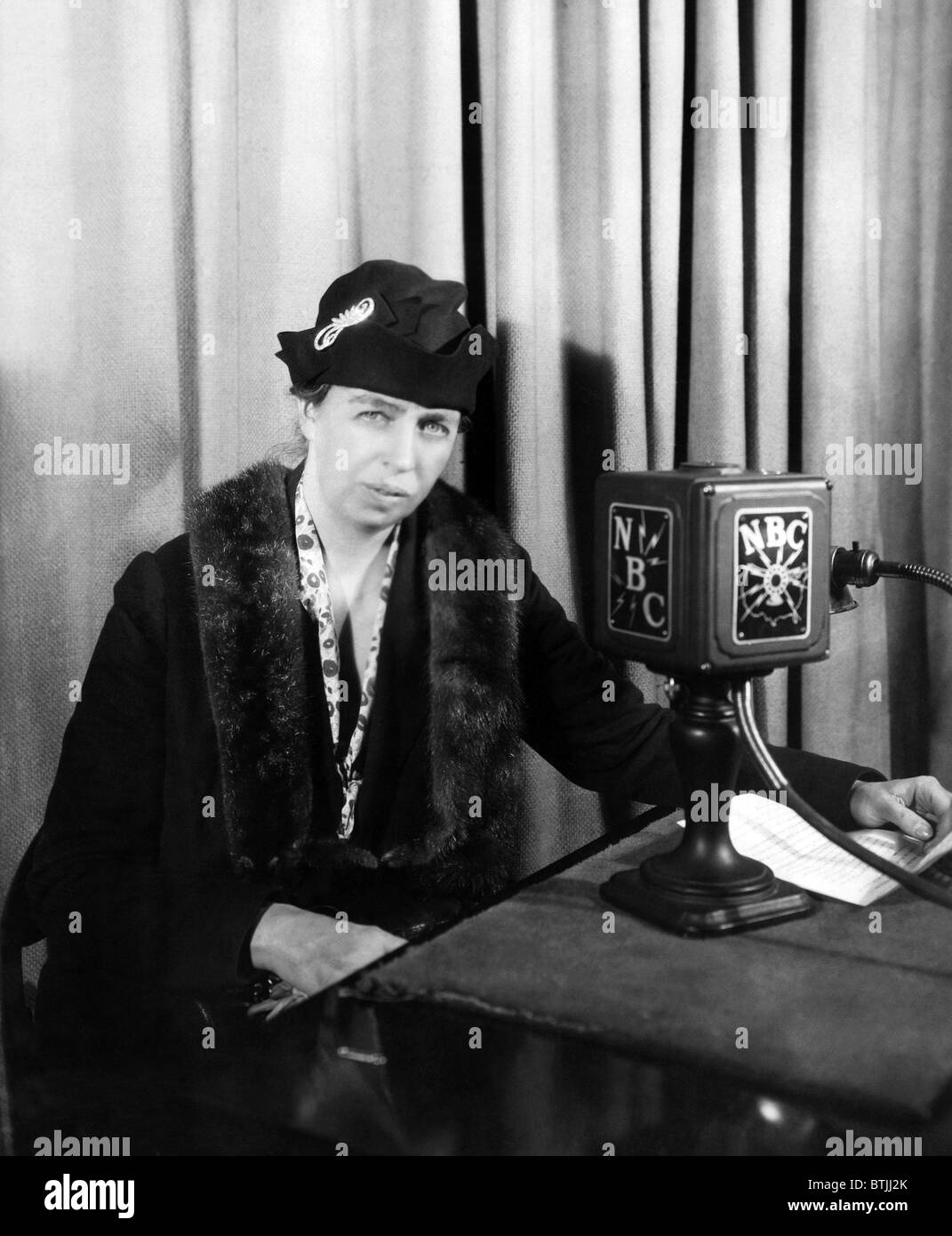 Future First Lady Eleanor Roosevelt, (1884-1962), at a radio broadcast, circa. 1930. CSU Archives/Courtesy Everett Collection Stock Photo