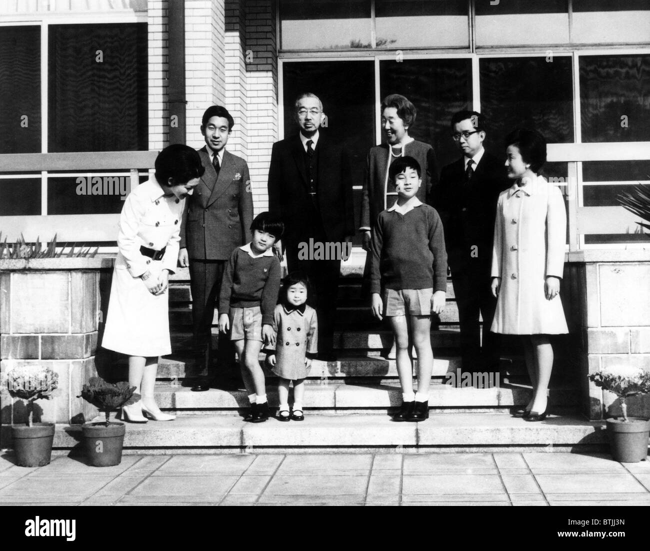 Crown Princess Michiko, Crown Price Akihito, Price Aya, Princess Nori, Emperor Hirohito, Empress Nagako, Prince Hiro, Prince Hit Stock Photo