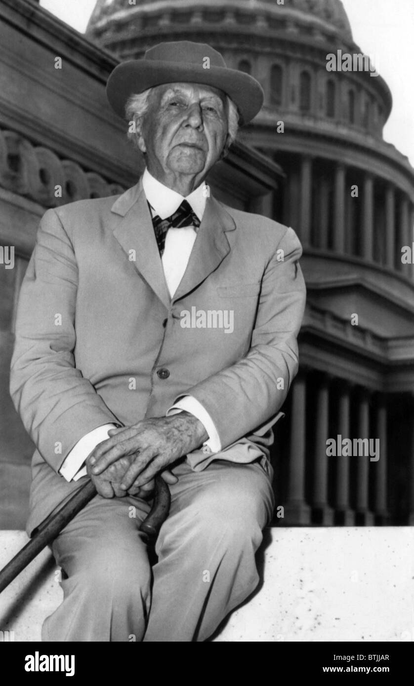 Frank Lloyd Wright (1867-1959), prominent American architect, Washington DC, 1955. CSU Archives/Courtesy Everett Collection Stock Photo