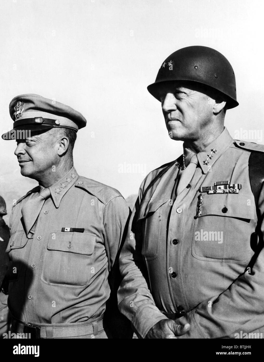 General Dwight Eisenhower, General George Patton, c. 1940's. Stock Photo