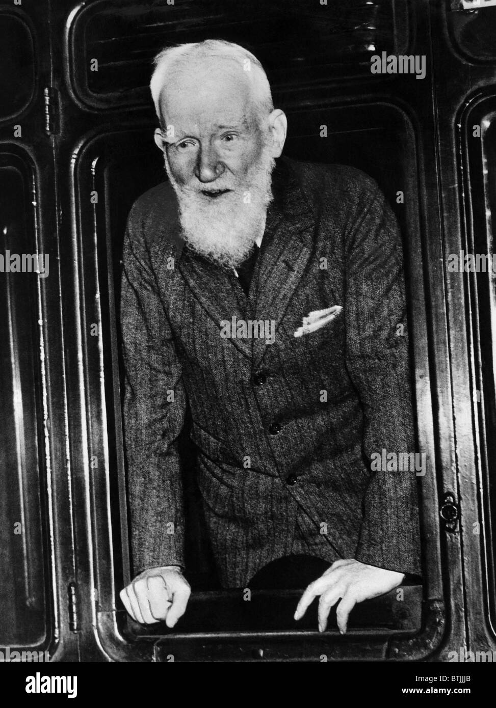 Playwright George Bernard Shaw at St. Pancras Station, London about to leave for South Africa. March 28, 1935. Courtesty: CSU Ar Stock Photo