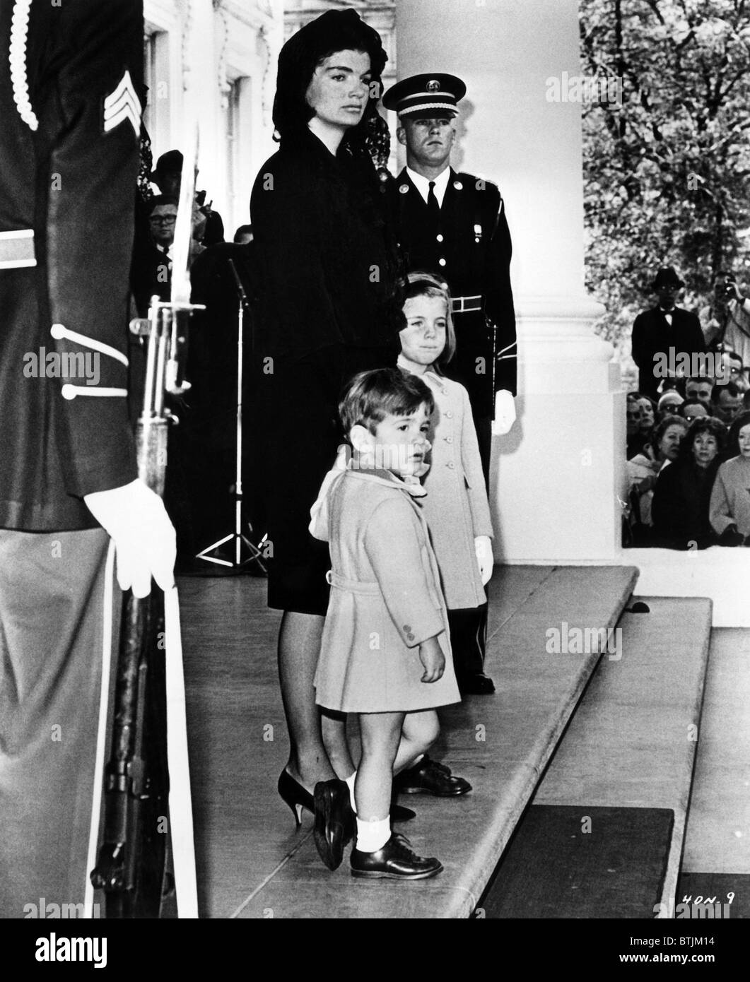 Jacqueline Kennedy with her children John F. Kennedy Jr. and Caroline Kennedy, in a scene from documentary film 'Four Days in No Stock Photo