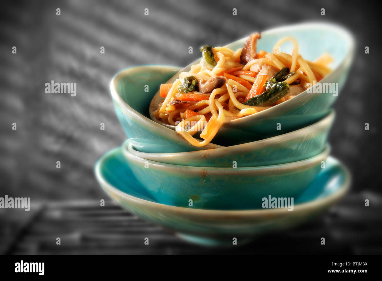 Chinese Stir fried vegetables & noodles Stock Photo