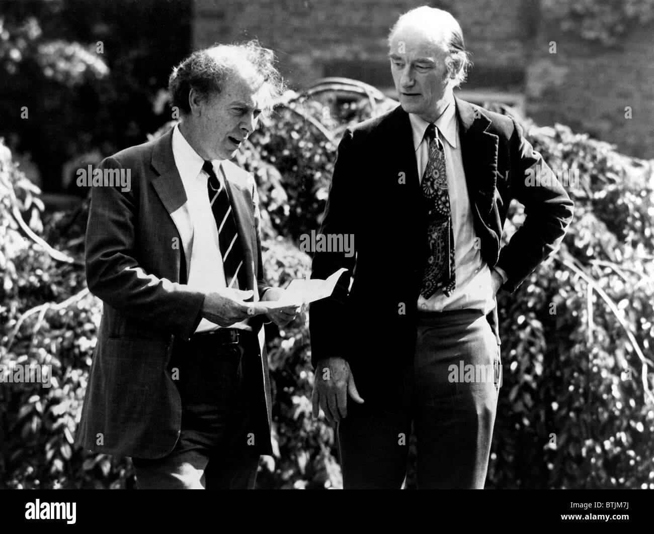 Nobel Prize winners James D. Watson and Francis Crick  on NOVA's science adventure THE RACE FOR THE DOUBLE HELIX, 1976 Stock Photo