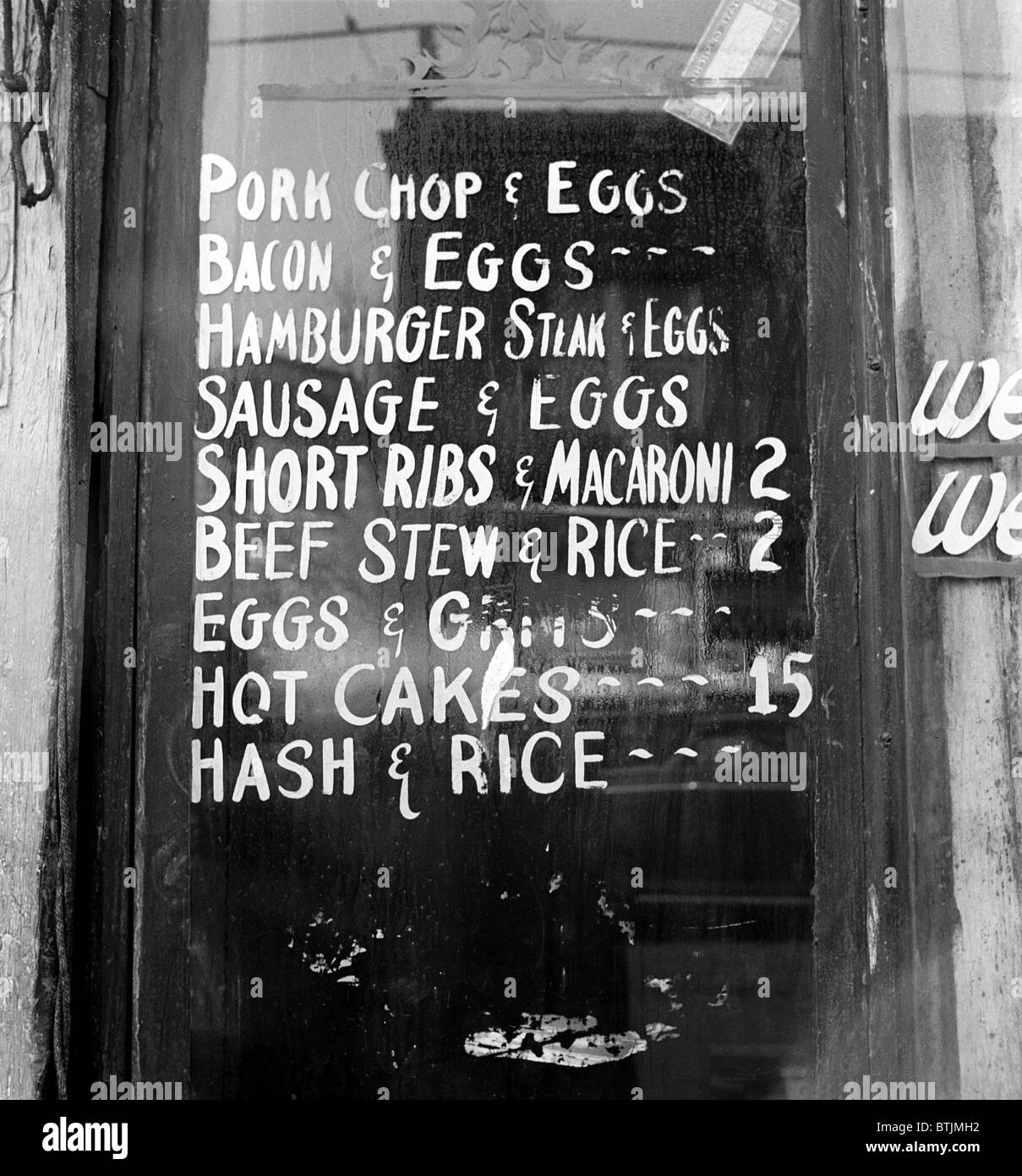 Soul Food; Menu in the window of a restaurant, Detroit, Michigan, photo