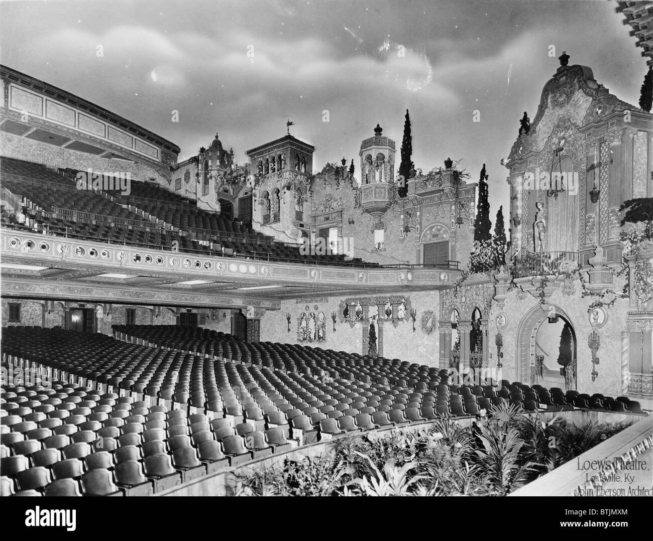 Loew's Theatre, view of auditorium, designed by John Eberson, an example of Churrigueresque design, 625 South Fourth Street, Louisville, Kentucky, circa 1928. Stock Photo