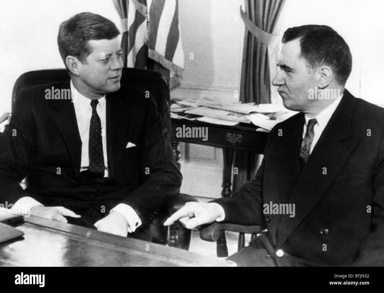 John F. Kennedy, Soviet Foreign Minister Andrei Gromyko, in the White House, Washington D.C., March 27, 1961. Stock Photo
