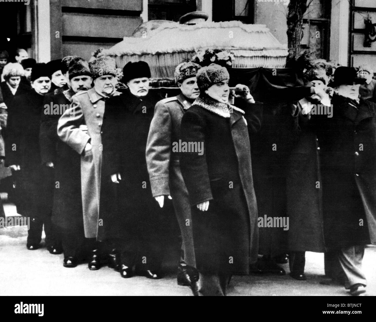 A group of Soviet leaders carry the casket of Josef Stalin to his tomb in Red Square, Moscow, Russia, ca. 1953. Courtesy: CSU Ar Stock Photo