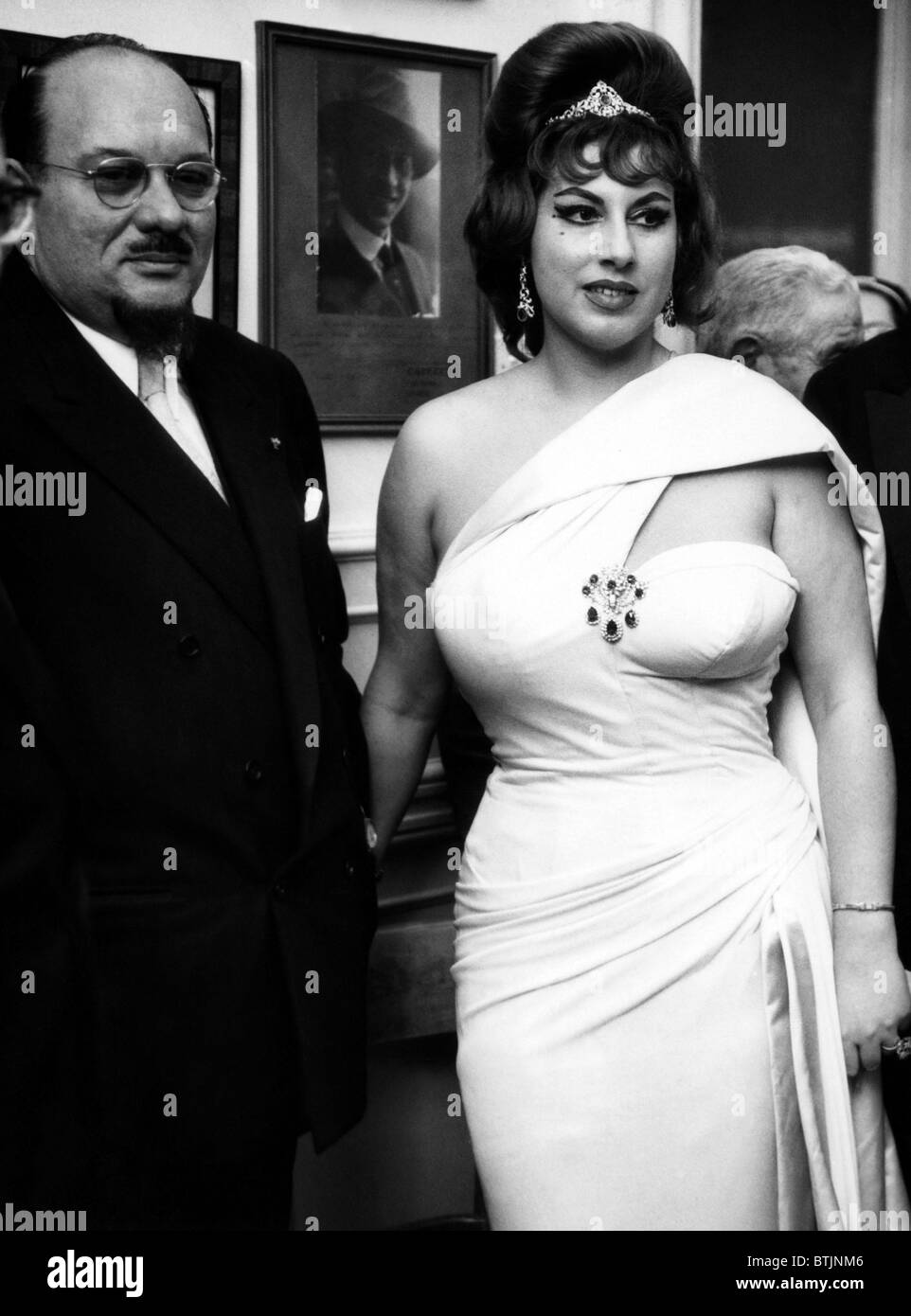 Former King Farouk of Egypt, Italian opera singer Irma Capece Minutolo, Naples, Italy, April 17, 1963. Stock Photo