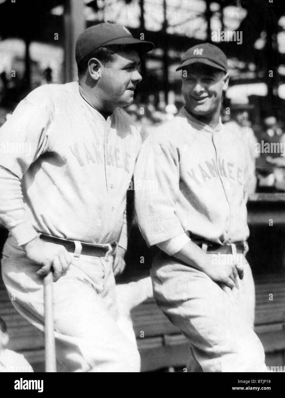 New York Yankees outfielder Babe Ruth and first baseman Lou Gehrig. ca. 1927. Courtesy CSU Archives/Everett Collection Stock Photo