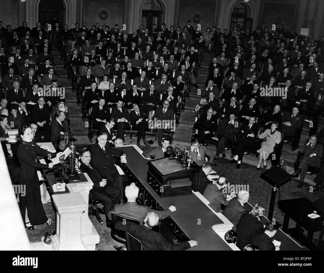 Madame Chiang Kai-Shek addresses the U.S. Chamber of Commerce in a plea for more aid for China, Washington, D.C., February 18, 1 Stock Photo