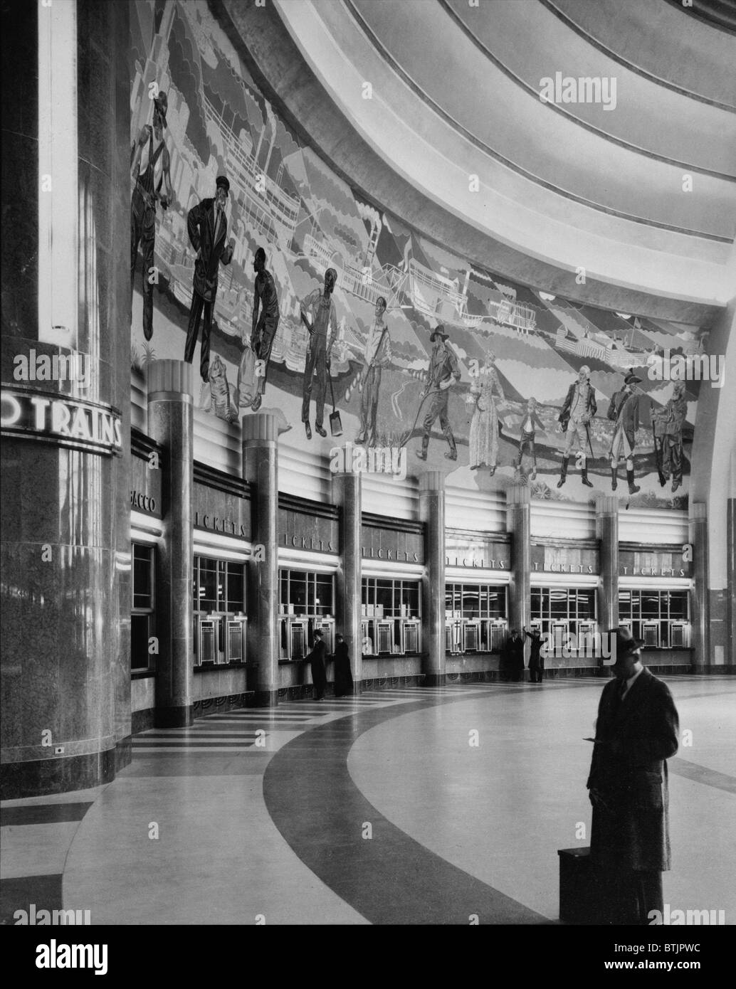 Cincinnati Union Terminal, mural and ticket booths, constructed in 1933