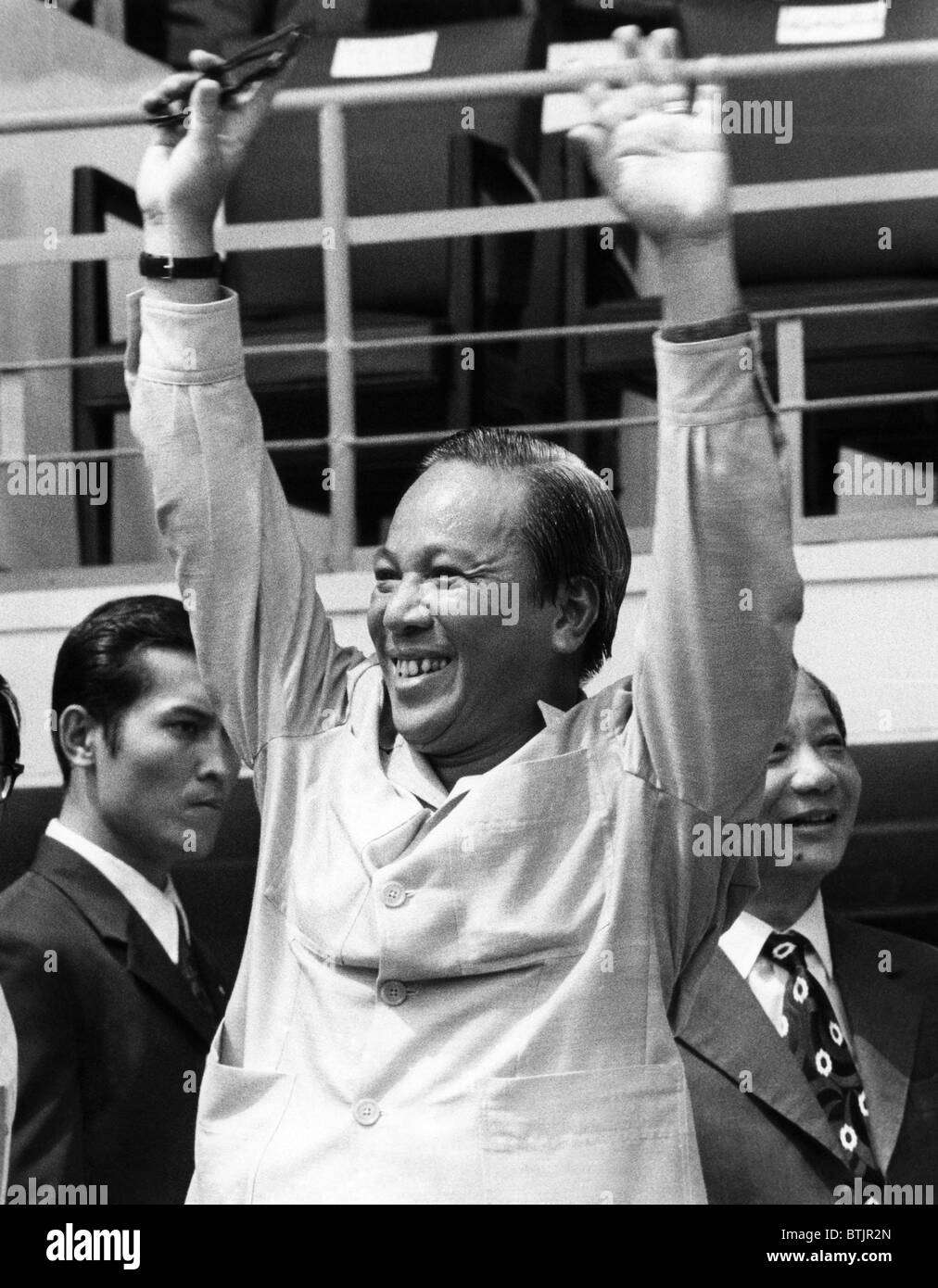 President of South Vietnam Nguyen Van Thieu, (1923-2001), during a rally in Saigon, 1972. Stock Photo