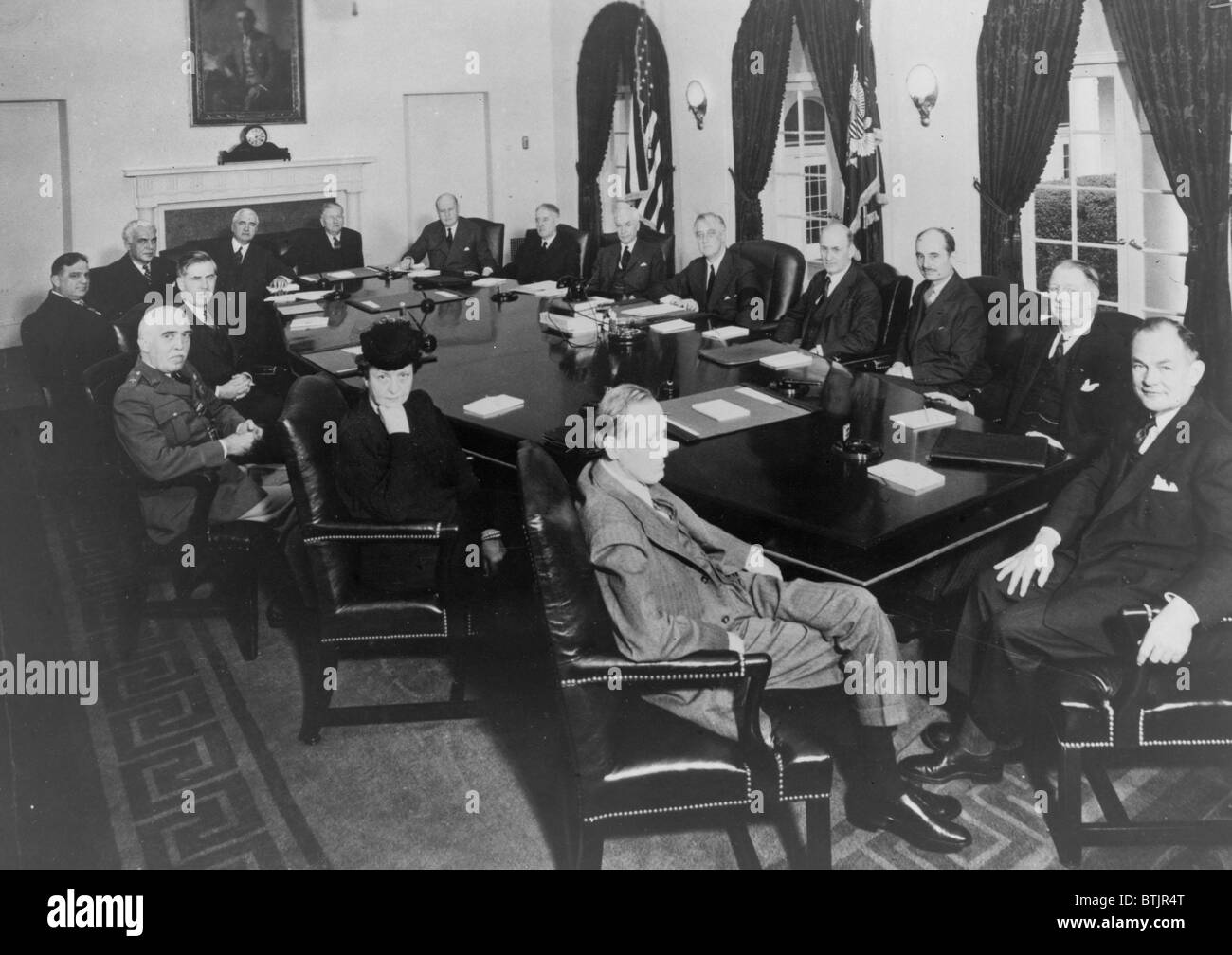 President Roosevelt Meeting With His War Cabinet In Washington