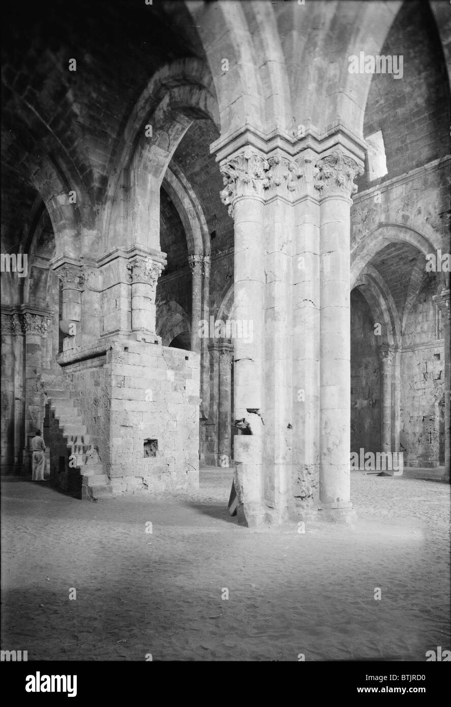 Tartous, the Crusader cathedral, interior, Syria, circa 1936. Stock Photo