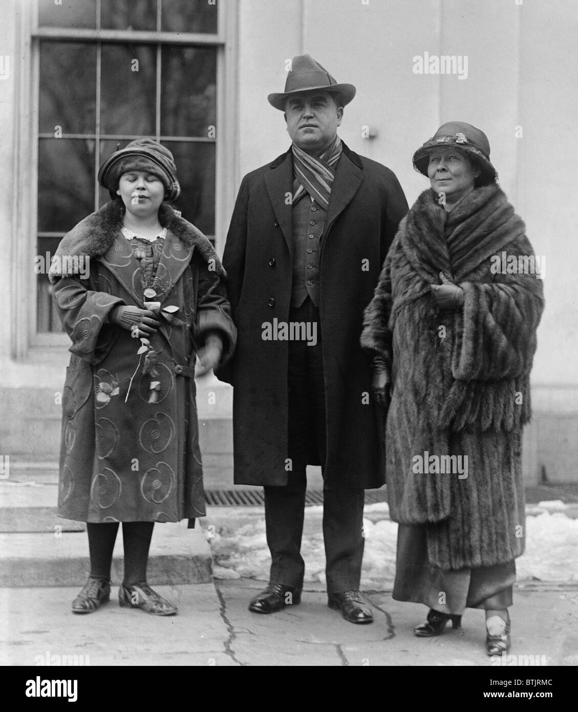 Labor Union leader, John L. Lewis (1880-1969), with his wife and daughter, in Washington, D.C. in 1922. Stock Photo