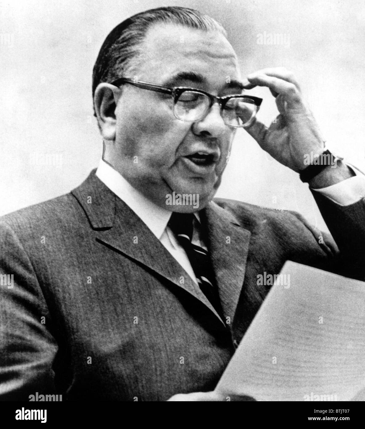Richard J. Daley defends controversial order that police kill arsonists on sight. Chicago, IL, 04-17-1968 Stock Photo