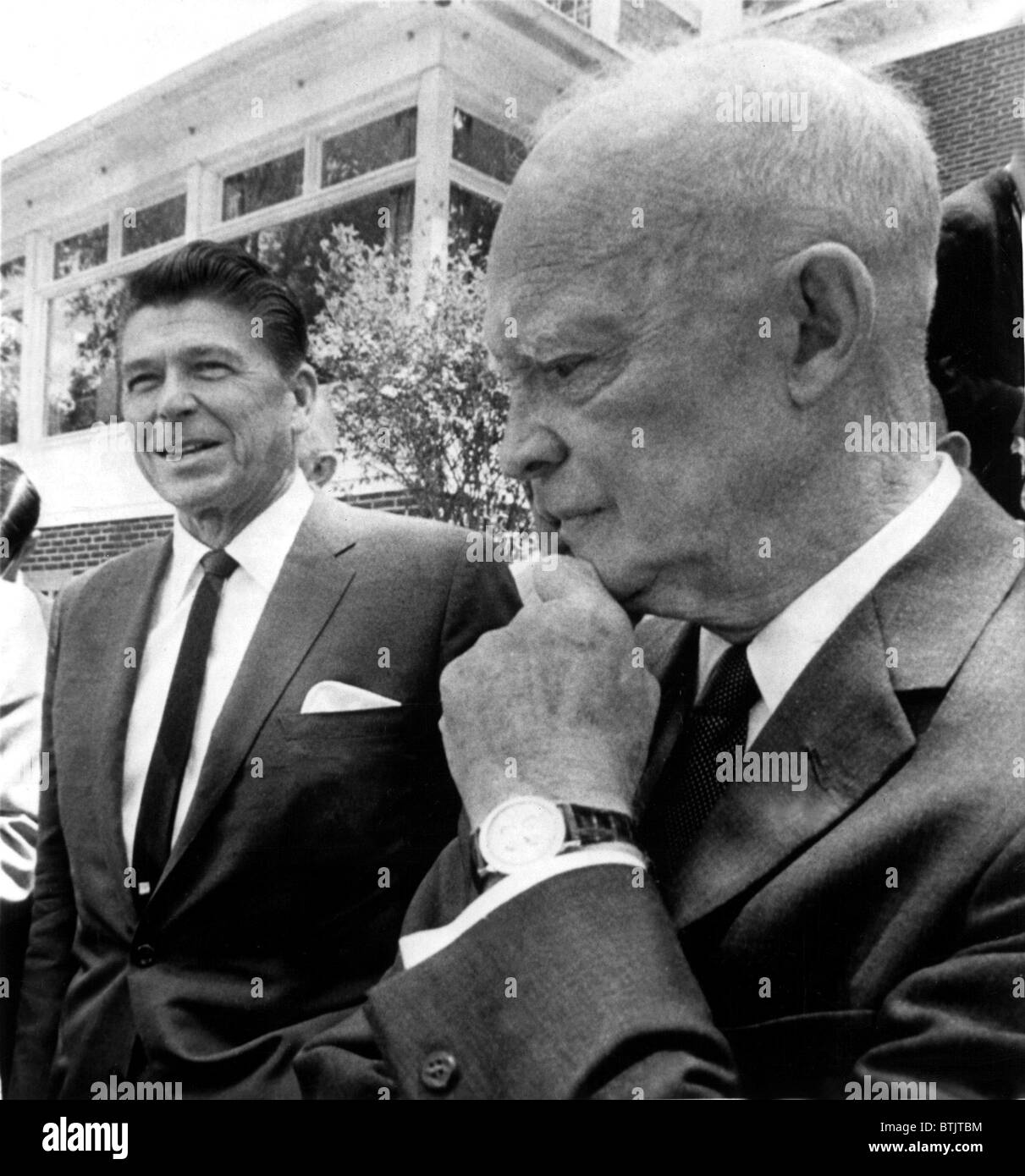 Ronald Reagan as candidte for California governor with Dwight Eisenhower outside his Gettysburg home, 6/16/66 Stock Photo