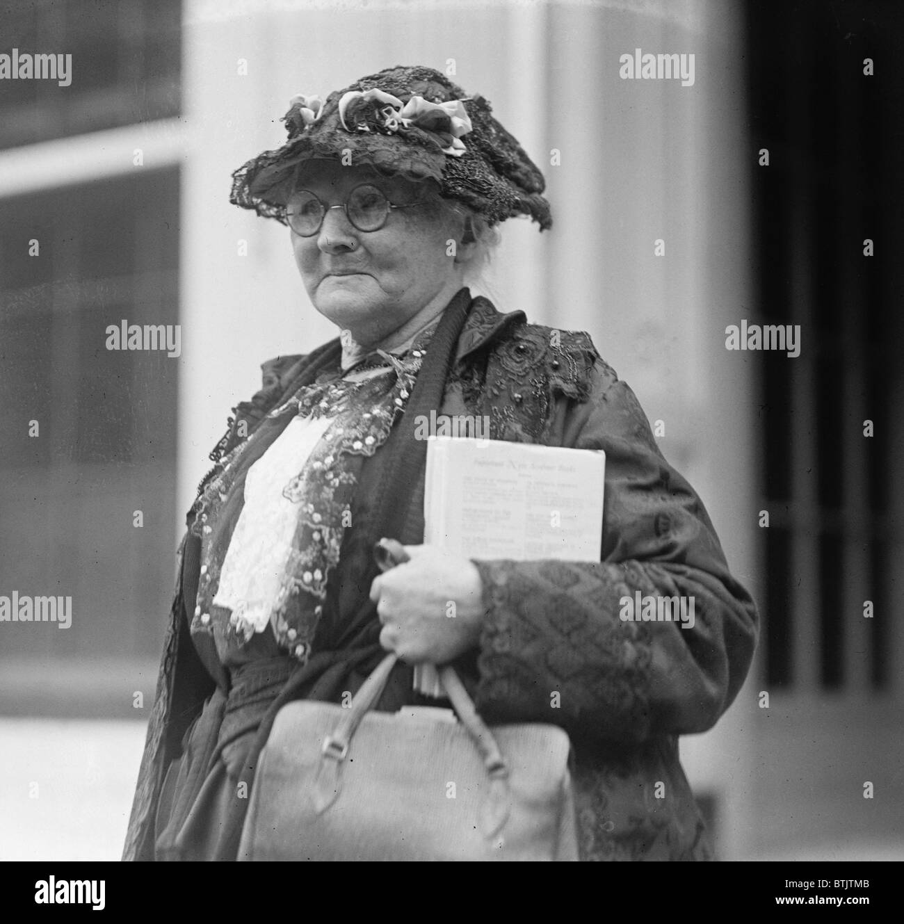 Wobbly and Labor Union activist, Mother Jones (1830-1930) at White House in 1924. She was a founder of the United Mine Workers and the Industrial Workers of the World. Stock Photo