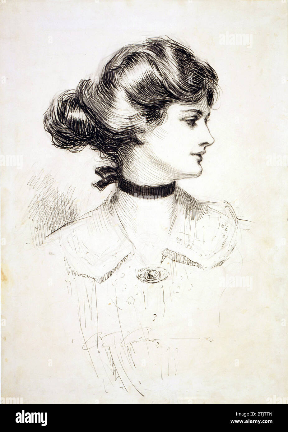 1909 Drawing By Charles Dana Gibson 1867 1944 A Daughter Of