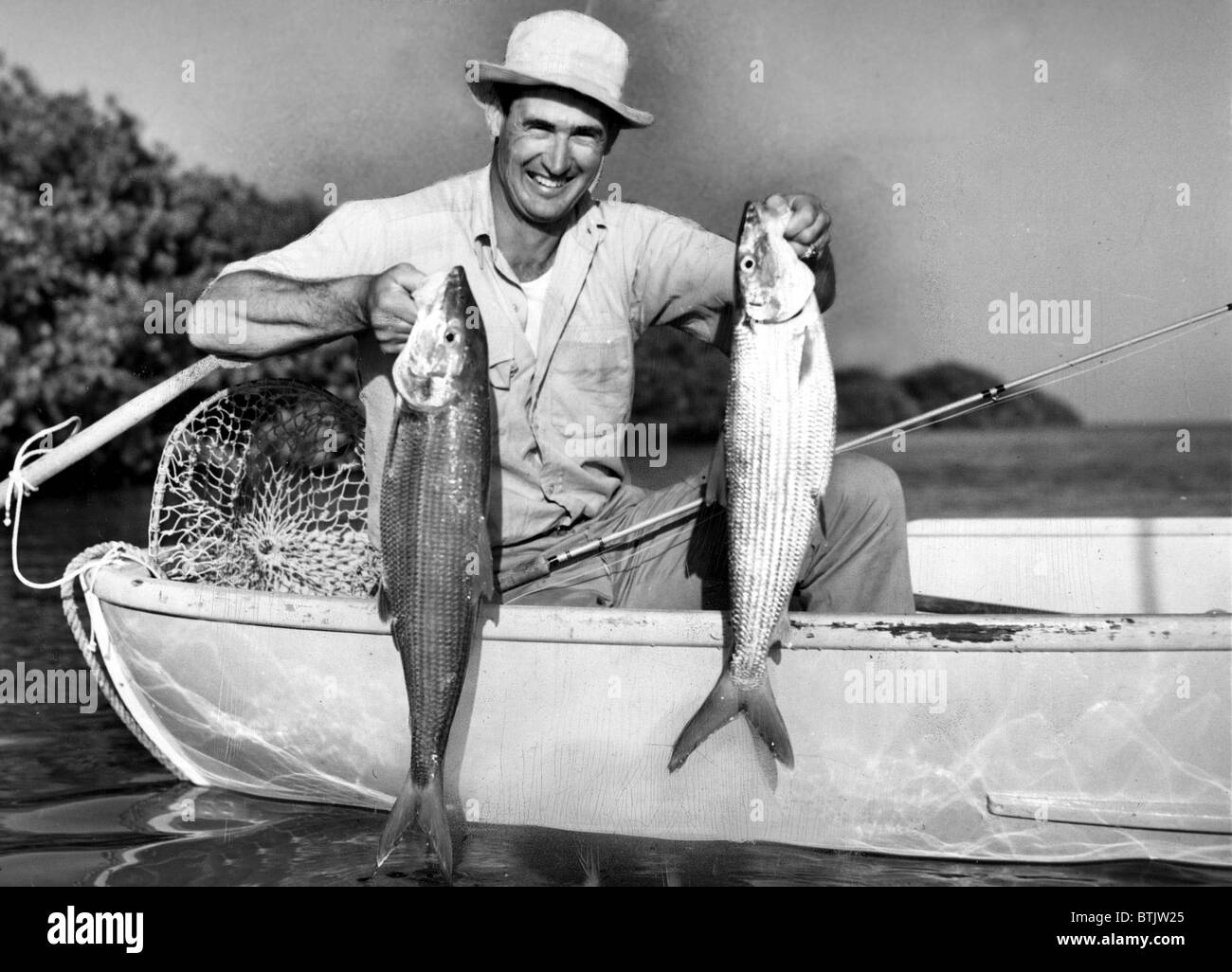 Ted Williams fly fishing, 12-12-50 Stock Photo