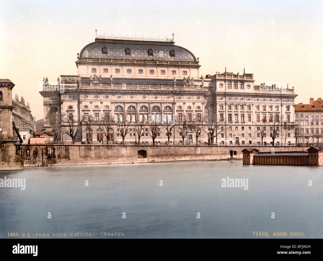 Prague, National Theatre, Bohemia, Austro-Hungary, photochrom, circa 1900. Stock Photo