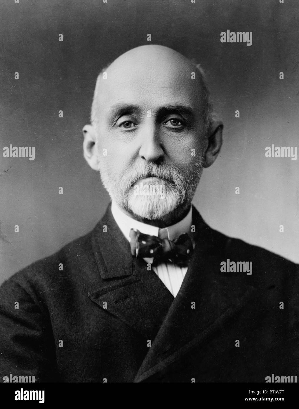 Alfred Thayer Mahan (1840-1914) American naval historian advocated the importance of strong naval forces to military preparedness. 1904. Stock Photo