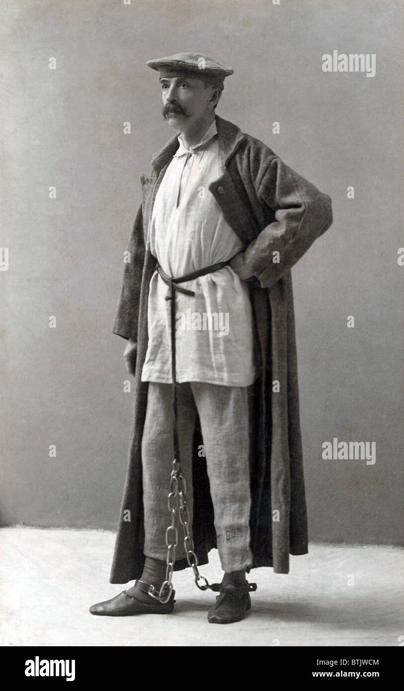 George Kennan (1845-1924) in Siberian exile dress and chains. The American journalist wrote about 1880s Russia and the penal system that evolved into the Siberian work camps of the 20th century Gulag. 1888. Stock Photo