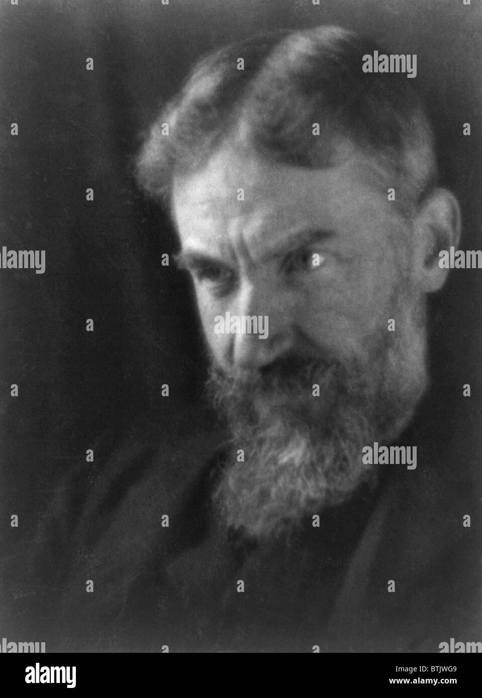 George Bernard Shaw (1856-1950), Irish-English playwright, combined social ideas and criticism with realistic characters and comedy, and is among the first authentic 20th century English dramatists of enduring popularity. Pictorialist portrait by Alvin Langdon Coburn ca. 1905. Stock Photo