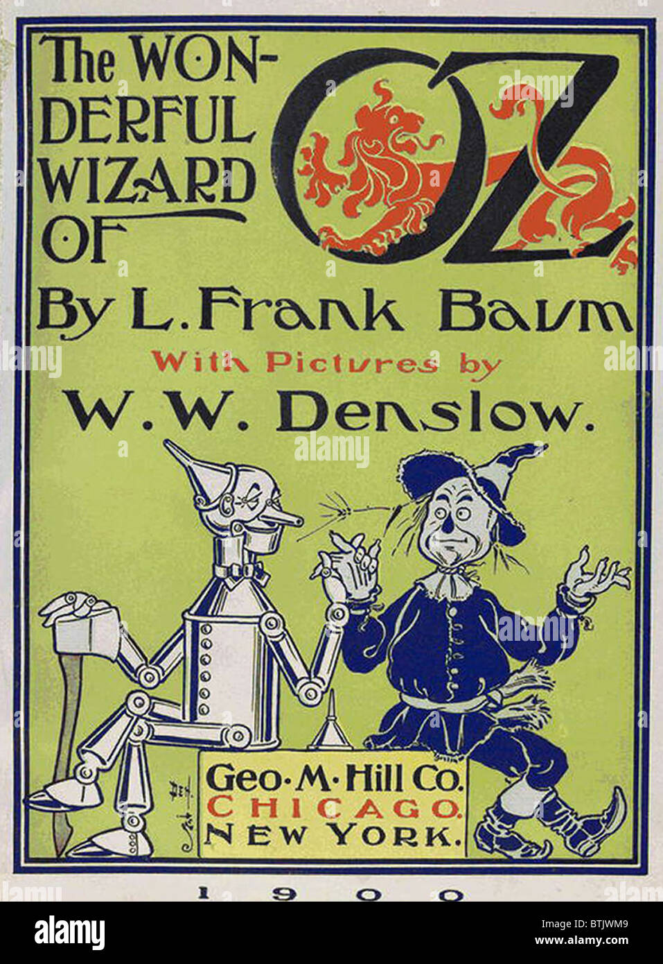 'Wonderful Wizard of Oz,' title page of first edition written by Frank Lyman Baum in 1900. Stock Photo