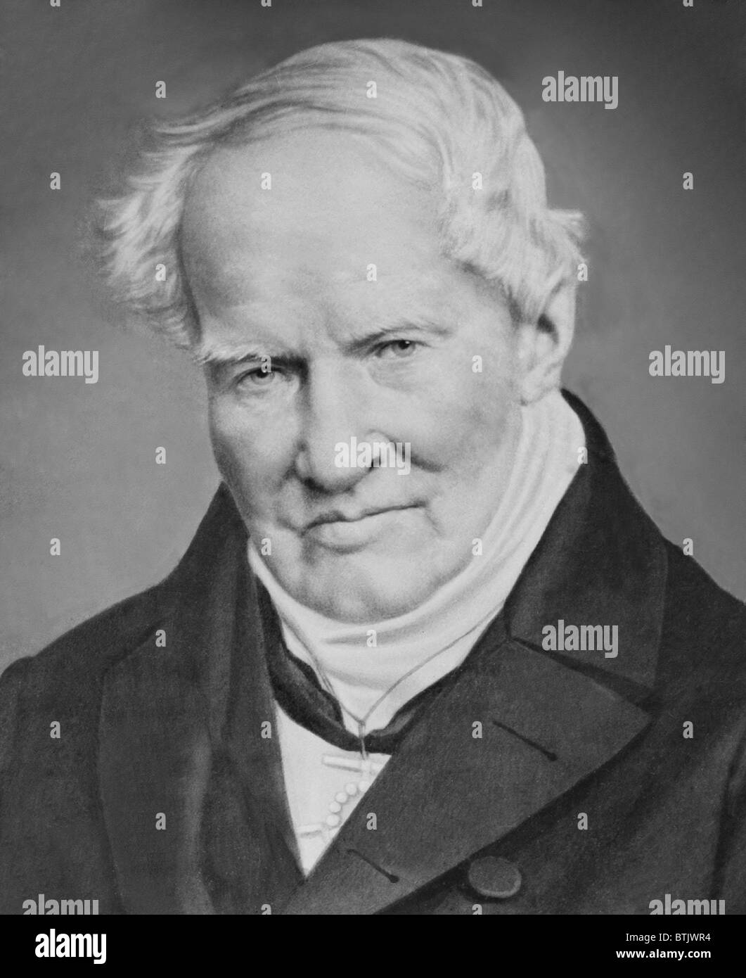 Alexander von Humboldt (1769-1859) German scientist and explorer of Central and South America from 1799 to 1804. In his later years, he wrote 'Kosmos' to unify scientific knowledge. 1860 portrait. Stock Photo