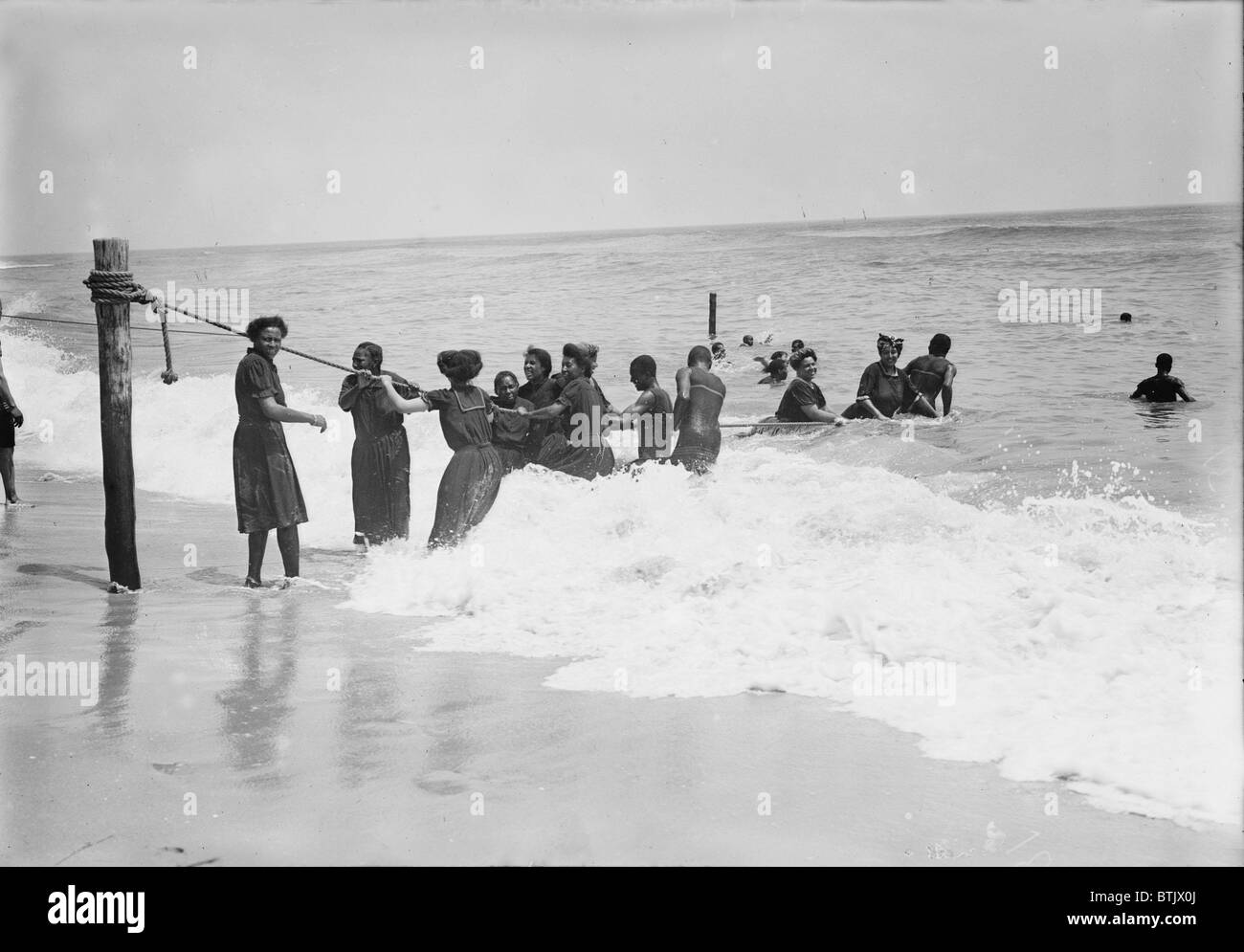 Asbury Park, African Americans swimming at Asbury Park beach, original