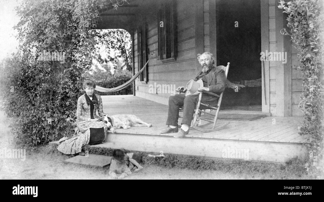 William Douglas O'Connor (1832-1889), American author and poet with his niece, future poet, Grace Ellery Channing Stetson (1862-1937) in Pasadena, California, 1887. Stock Photo