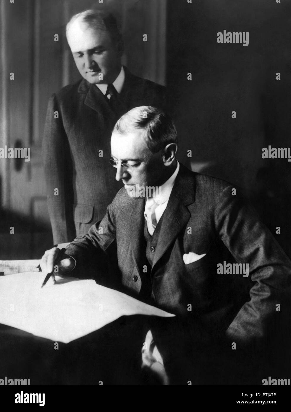 President Woodrow Wilson Front With His Secretary Joseph Tumulty