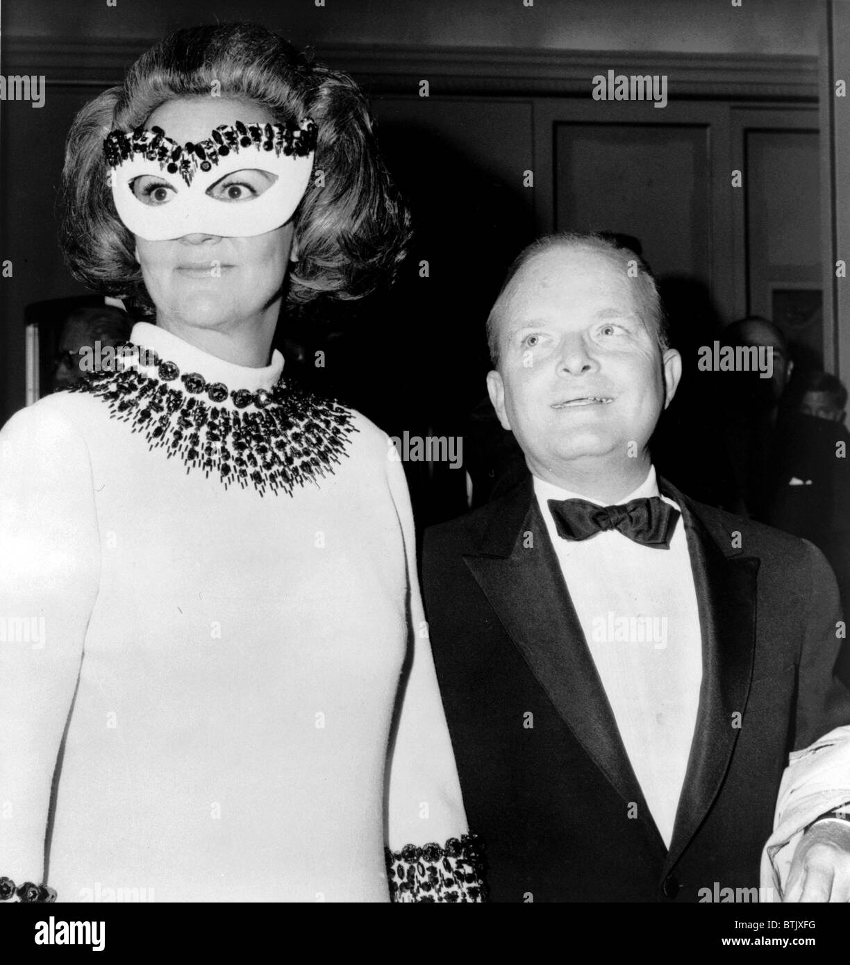 Truman Capote (1924-1984), southern American writer with Washington Post publisher, Katherine Graham (1917-2001), at his 1966 'Black and White' ball. Stock Photo