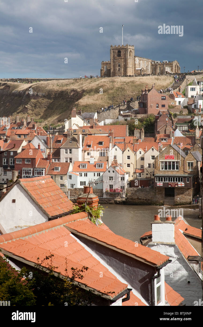 Red pantiled rooftops at Whitby in the Scarborough borough of North Yorkshire, England. Photo:Jeff Gilbert Stock Photo