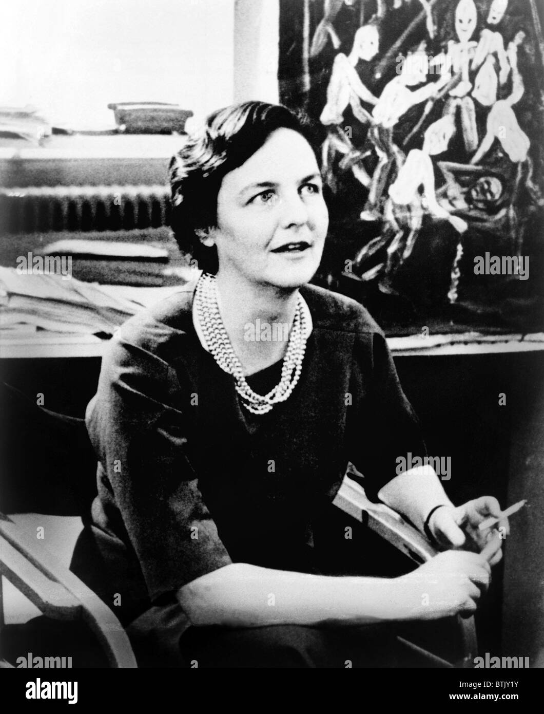 Jessica Mitford (1917-1996), an Anglo-American, began a successful writing career at mid-life. Her well aimed critiques of American society were influenced by her leftist politics. Stock Photo