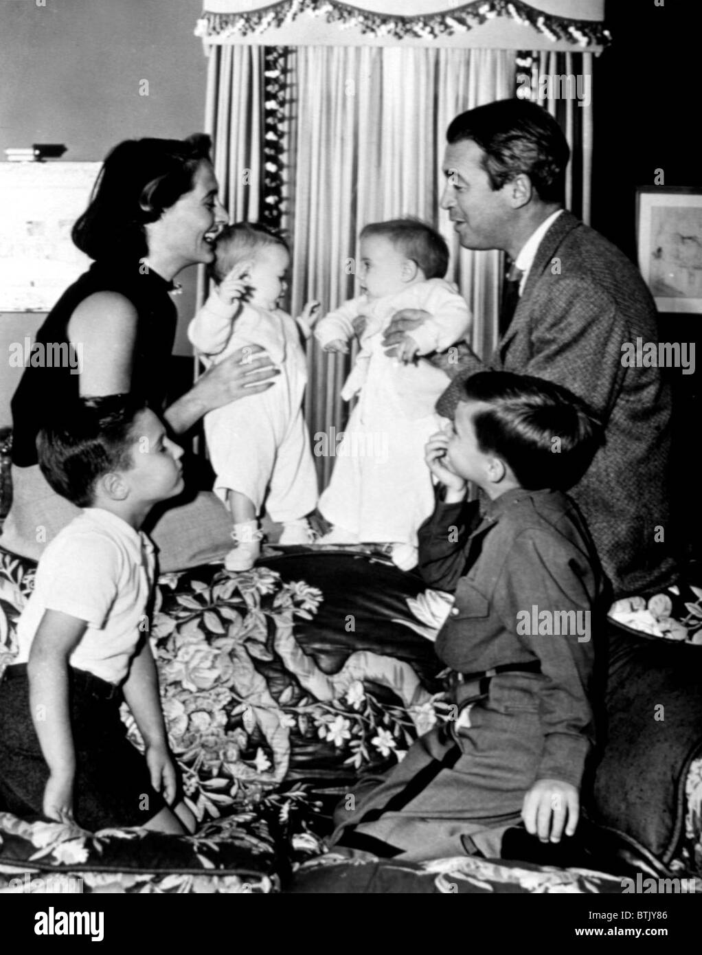 GLORIA STEWART, MICHAEL STEWART, KELLY STEWART, JUDY STEWART, RONNIE STEWART and JAMES STEWART, 1952 Stock Photo