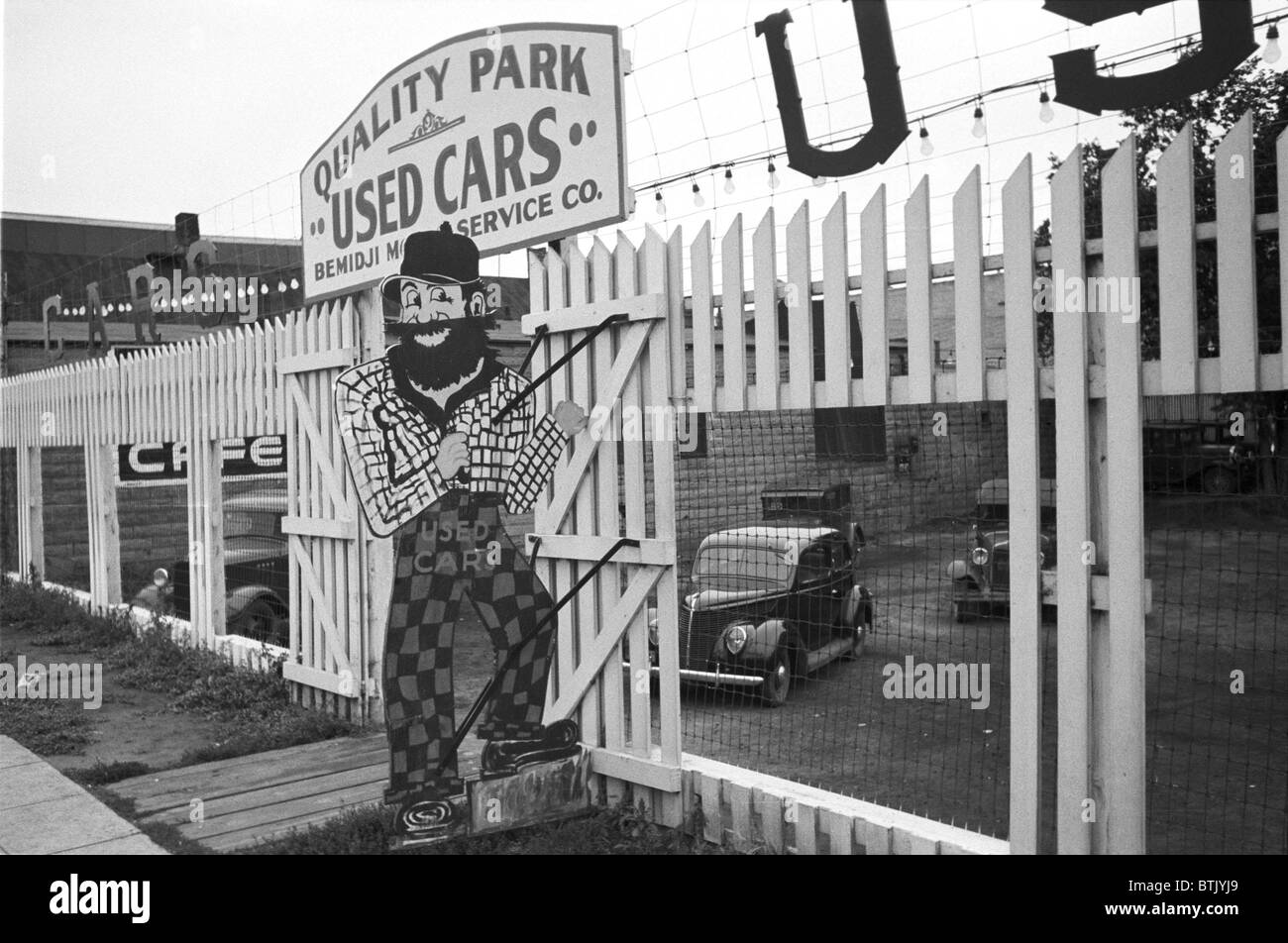 Paul Bunyan at used car lot, Bemidji, Minnesota, photograph by John