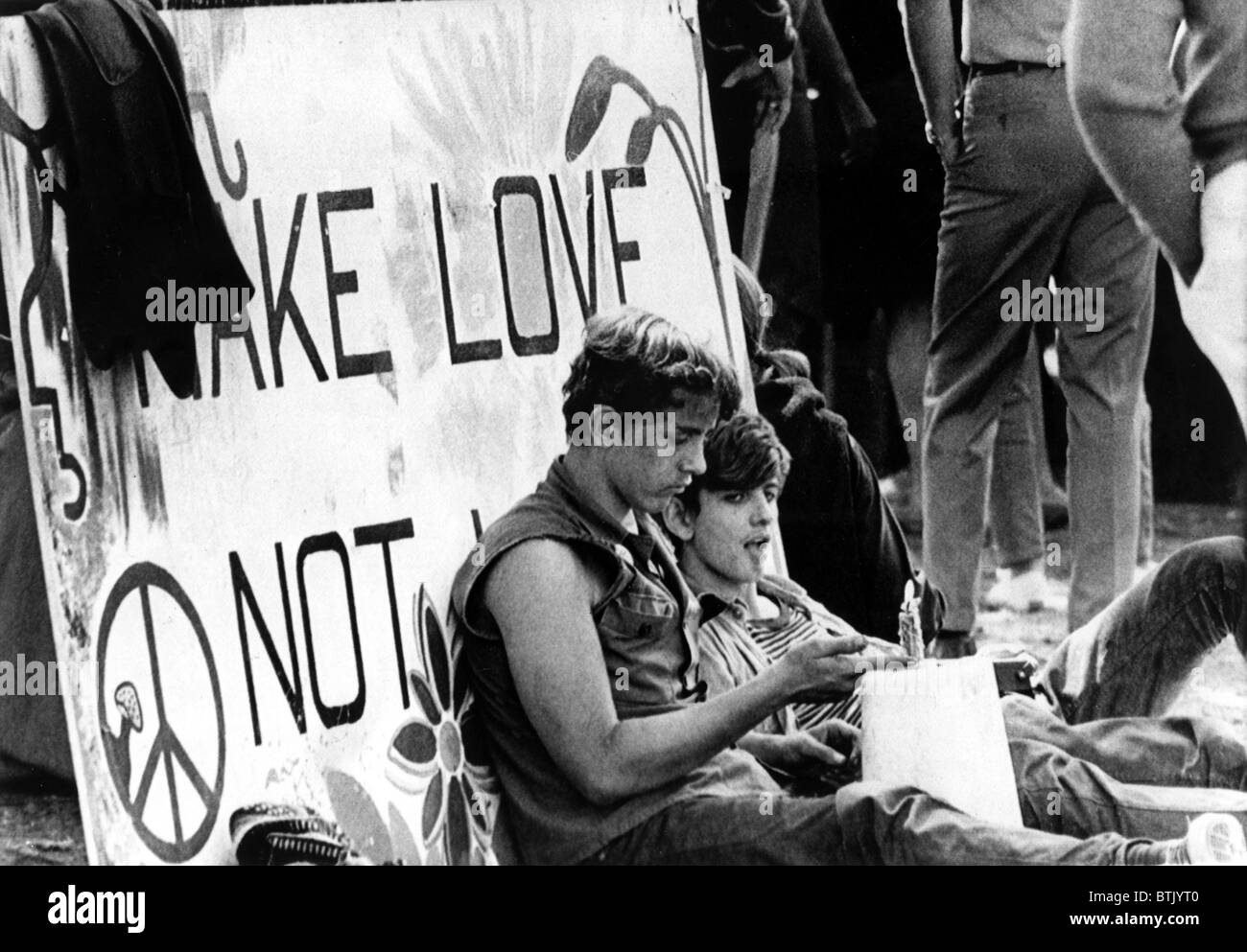 Anti-war Demonstrators, Downtown, Chicago, IL, 08-29-1968. Stock Photo