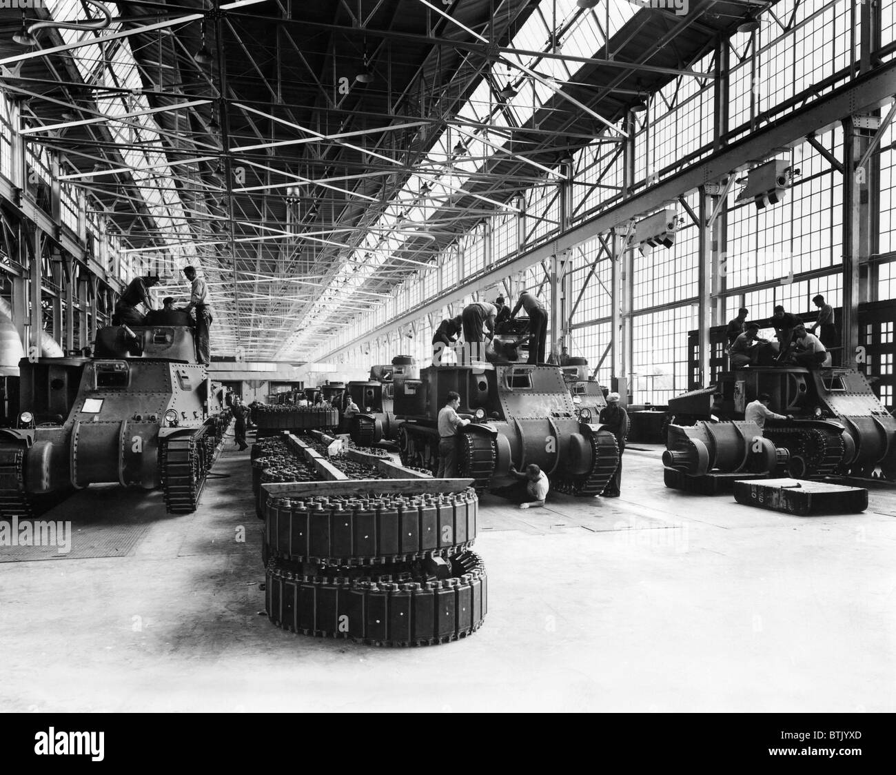 M-3 Medium tanks come off the assembly line at the Chrysler Tank Arsenal in Detroit, Michigan, 1941. Courtesy: CSU Archives/Ever Stock Photo